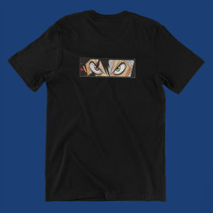 New- Black Embroidered anime box T-shirt